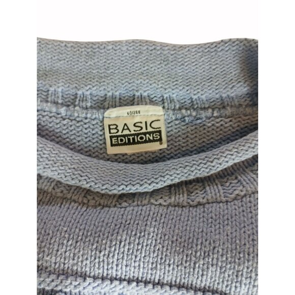 Basic Editions Vintage Light Blue Knit Pullover Sweater Snowflake Pattern Size L - Picture 10 of 15